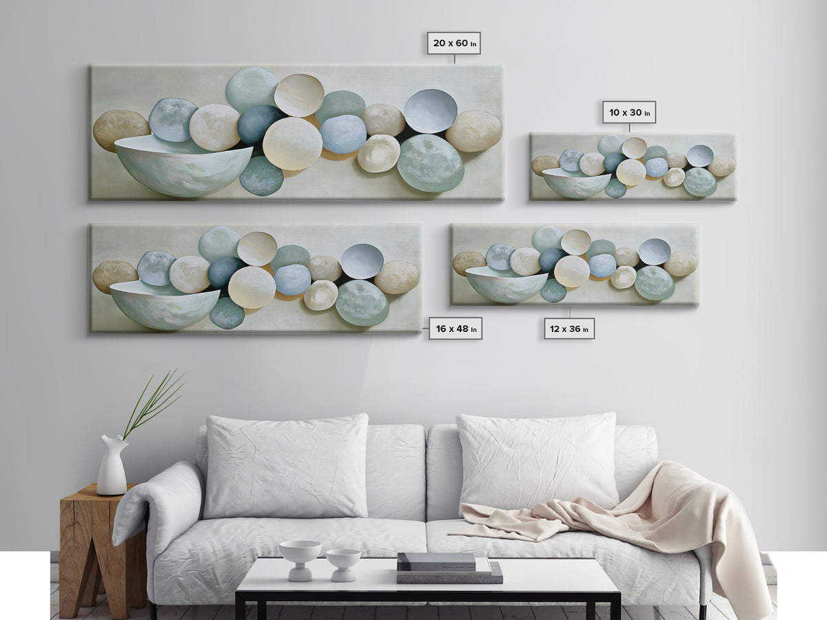 Pebble Texture Abstract Canvas Print, Spa Art, Textured Painting, Spa Decor, Fine Art, Serenity, Travel Poster, SPA-3x1-31