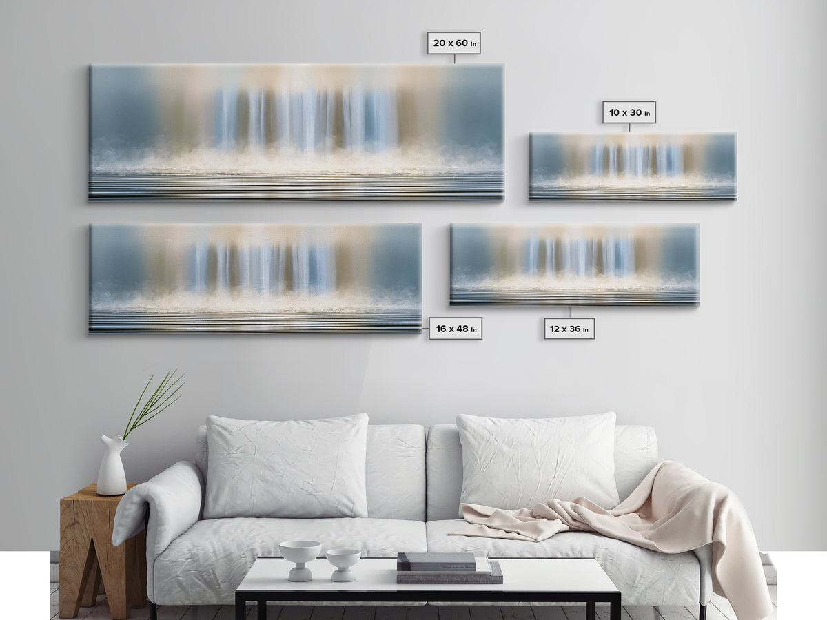 Serene Waterfall with Mist Canvas Print, Spa Art, Contemporary Art, Spa Decor, Abstract Art, Serenity, Spa Wall Art, Dog Canvas, SPA-3x1-34