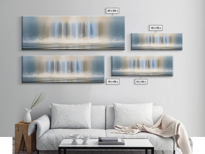 Serene Waterfall with Mist Canvas Print, Spa Art, Contemporary Art, Spa Decor, Abstract Art, Serenity, Spa Wall Art, Dog Canvas, SPA-3x1-34