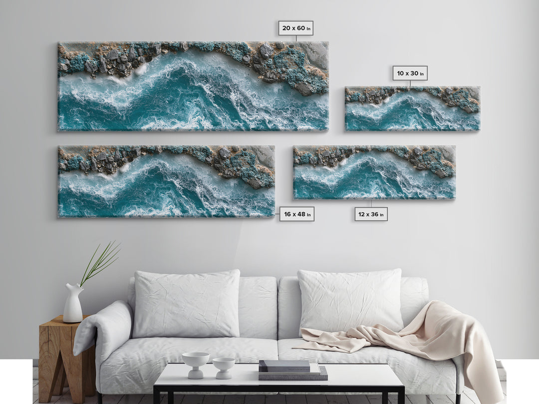 Blue Lagoon Water Seen from Above Canvas Print, Spa Art, Gallery Decor, Spa Decor, Fine Art, Serenity, Wall Art, Home Decor, SPA-3x1-36