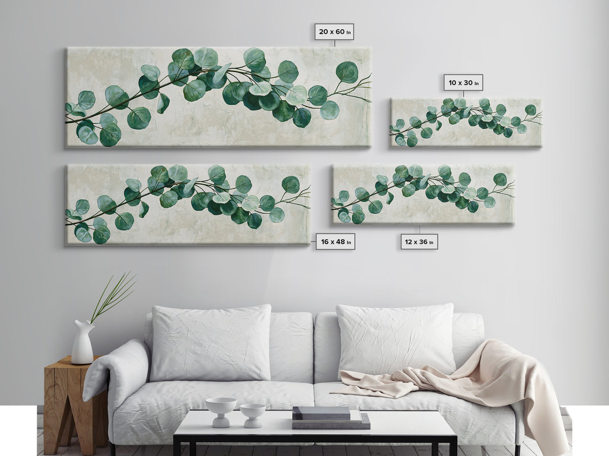 Eucalyptus Branch in Soft Green Watercolor Canvas Print, Spa Art, Wall Art Print, Spa Decor, Fine Art, Serenity, Animal Art, SPA-3x1-43