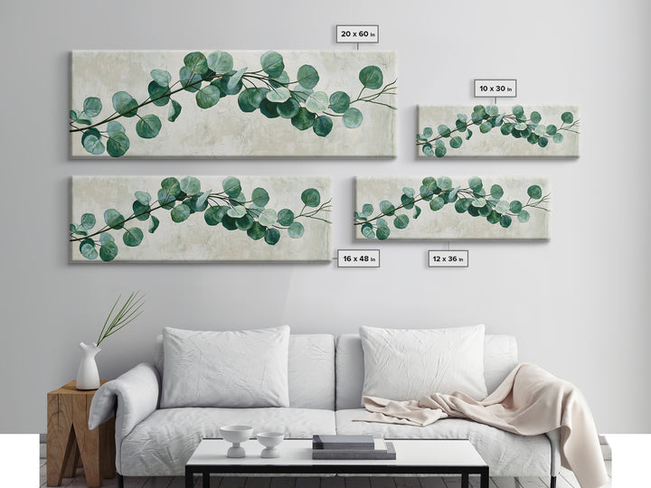 Eucalyptus Branch in Soft Green Watercolor Canvas Print, Spa Art, Wall Art Print, Spa Decor, Fine Art, Serenity, Animal Art, SPA-3x1-43
