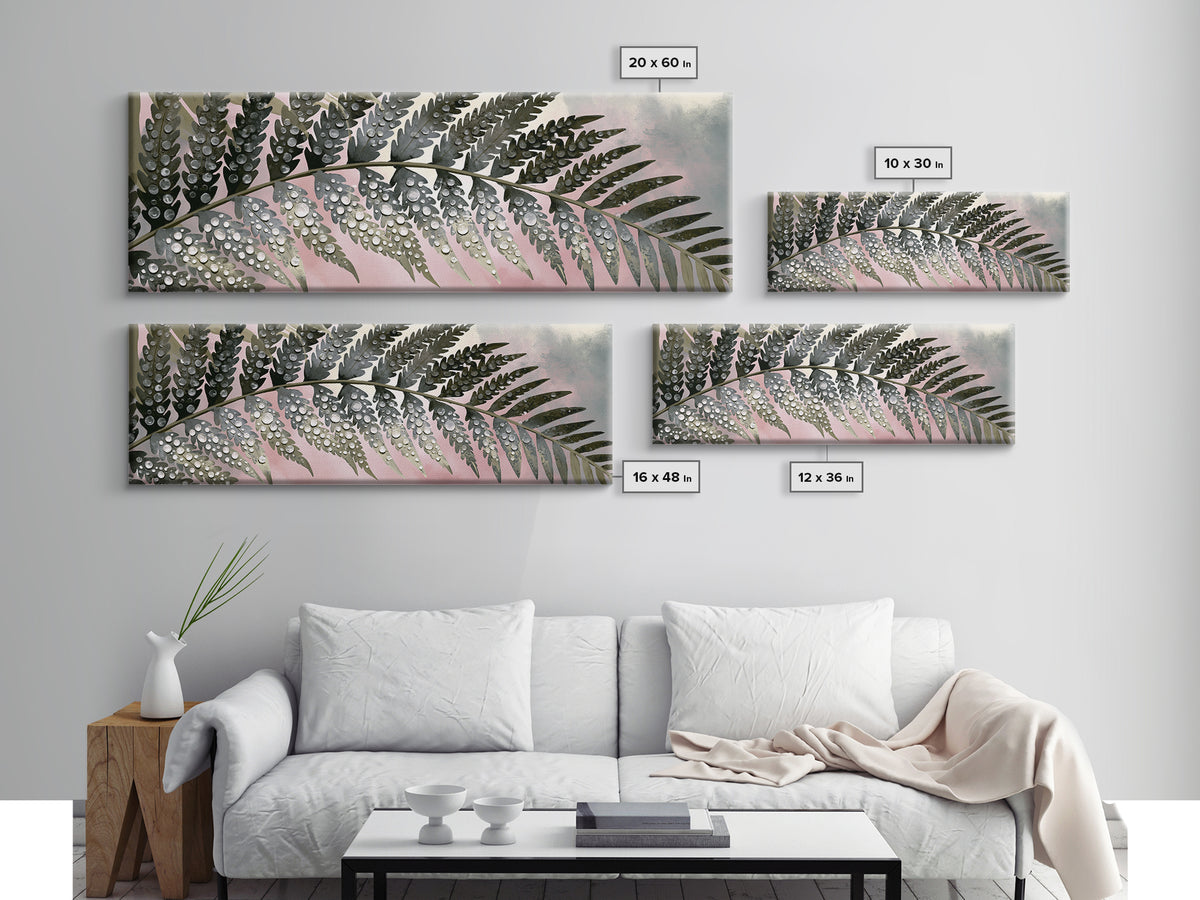 Fern Leaf Closeup Framed Canvas Print, Spa Art, Botanical Art, Spa Decor, Oil Painting, Serenity, Fashion Wall Art, SPA-3x1-51