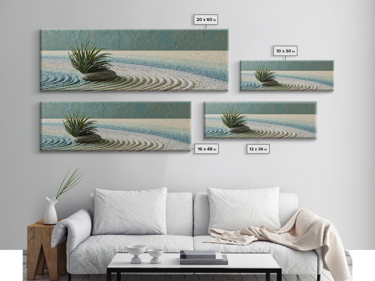 Sand Garden Lines Framed Canvas Print, Spa Art, Textured Painting, Spa Decor, Fine Art, Serenity, Travel Poster, Abstract, SPA-3x1-52
