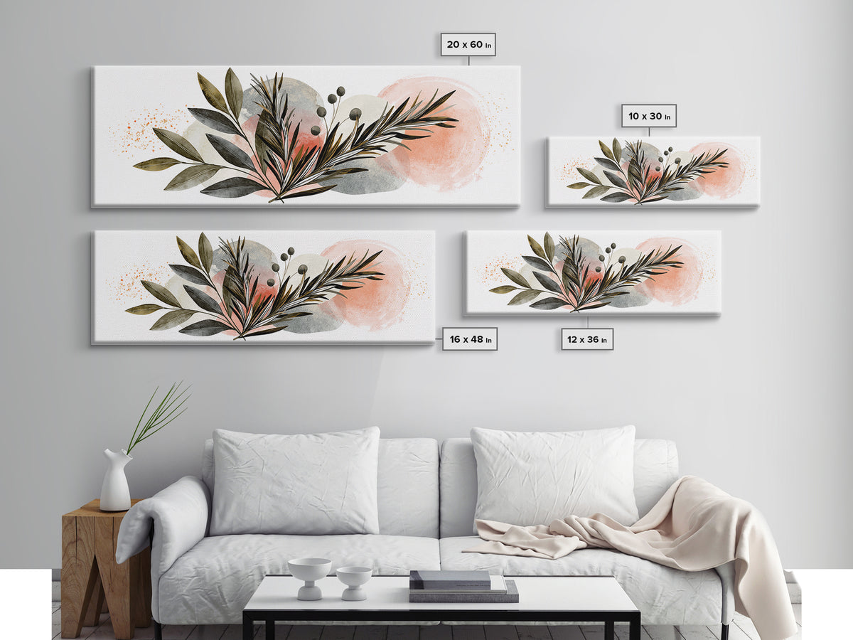 Botanical Herbal Arrangement Canvas Print, Spa Art, Tarot Card Art, Spa Decor, Watercolor Art, Serenity, Textured Painting, SPA-3x1-54