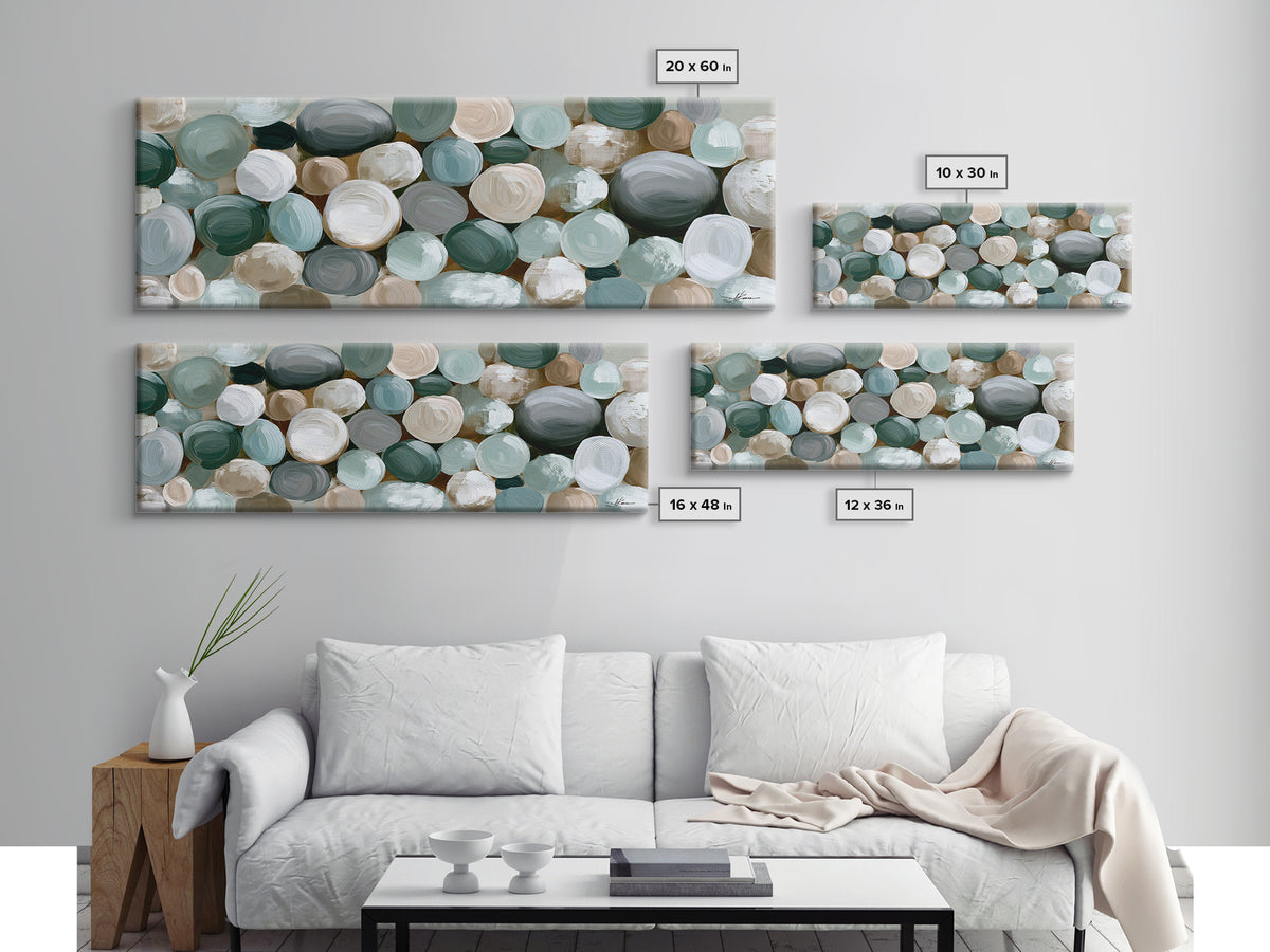 Pebble Texture Abstract Framed Canvas Print, Spa Art, Wall Decor, Spa Decor, Serenity, Minimalist Art, Feminine Wall Art, SPA-3x1-55