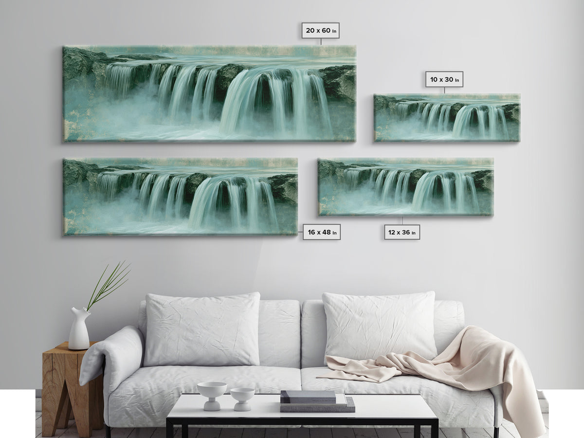 Serene Waterfall with Mist Framed Canvas Print, Spa Art, Fine Art Photography, Spa Decor, Fine Art, Serenity, Wildlife Wall Art, SPA-3x1-58