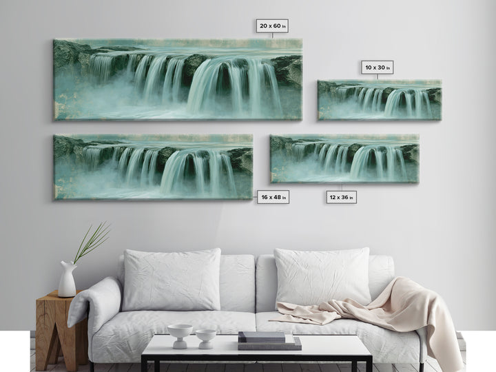 Serene Waterfall with Mist Framed Canvas Print, Spa Art, Fine Art Photography, Spa Decor, Fine Art, Serenity, Wildlife Wall Art, SPA-3x1-58