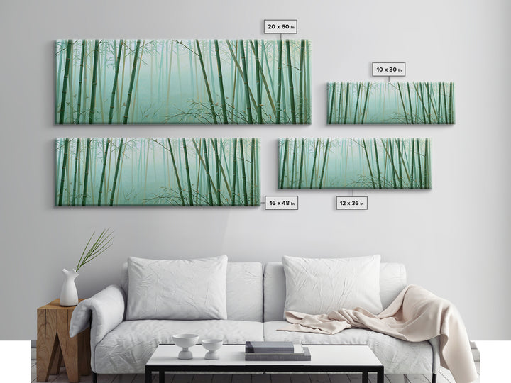 Misty Bamboo Forest Framed Canvas Print, Spa Art, Gallery Decor, Spa Decor, Fine Art, Serenity, Wall Art, Home Decor, SPA-3x1-69