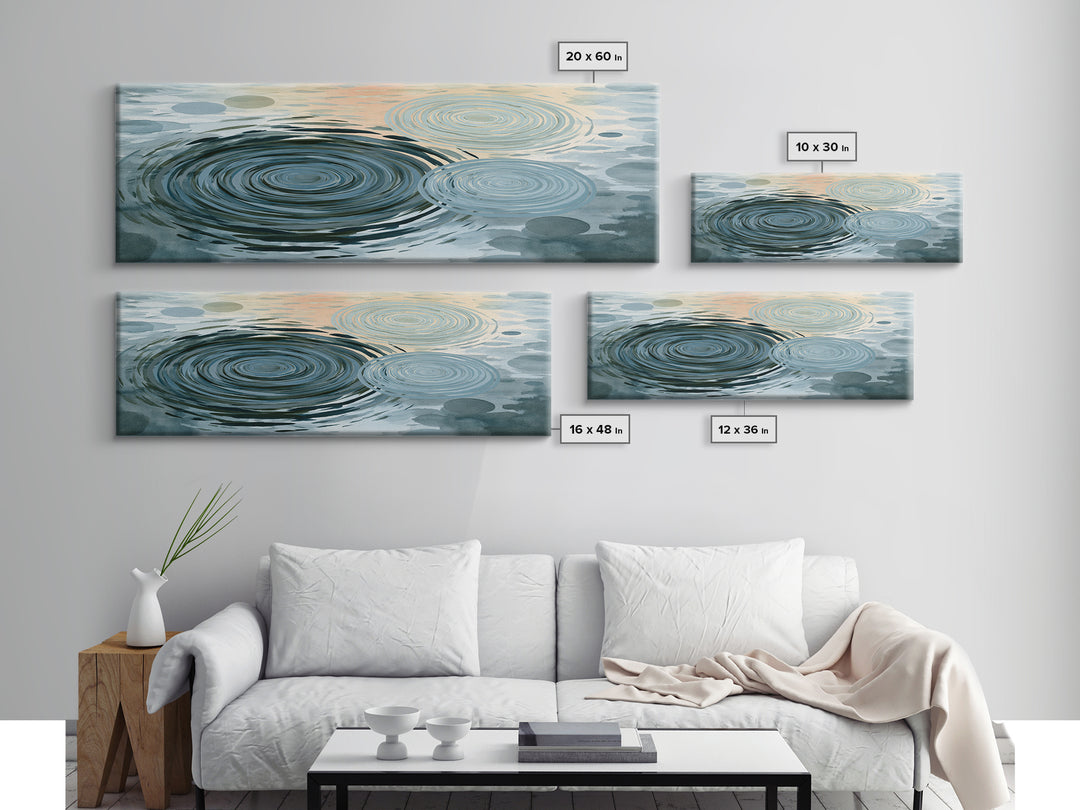 Abstract Water Ripples Canvas Print, Spa Art, Wall Art, Spa Decor, Abstract Art, Serenity, Dog Wall Art, Abstract Print, SPA-3x1-70