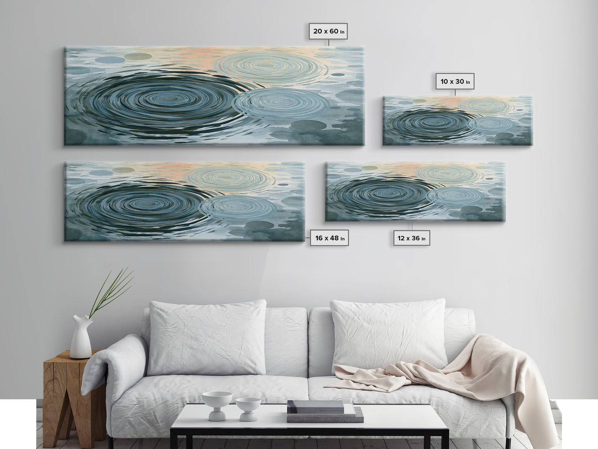 Abstract Water Ripples Canvas Print, Spa Art, Wall Art, Spa Decor, Abstract Art, Serenity, Dog Wall Art, Abstract Print, SPA-3x1-70