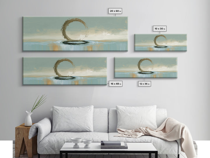 Minimal Zen Circle Brushstroke Framed Canvas Print, Spa Art, Art, Spa Decor, Fine Art, Serenity, Abstract Print, Minimalist Art, SPA-3x1-72
