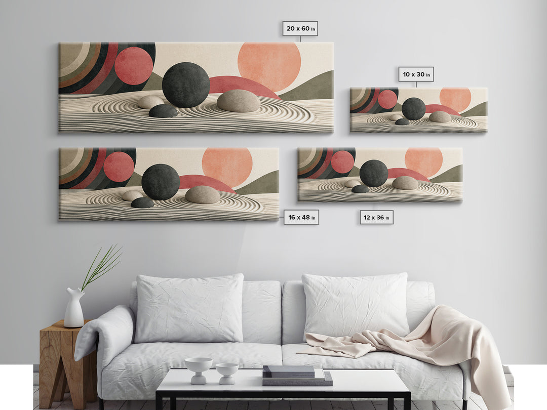 Sand Garden Lines Canvas Print, Spa Art, Wall Decor, Spa Decor, Oil Painting, Serenity, Minimalist Art, Feminine Wall Art, SPA-3x1-76