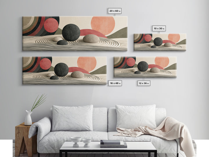 Sand Garden Lines Canvas Print, Spa Art, Wall Decor, Spa Decor, Oil Painting, Serenity, Minimalist Art, Feminine Wall Art, SPA-3x1-76