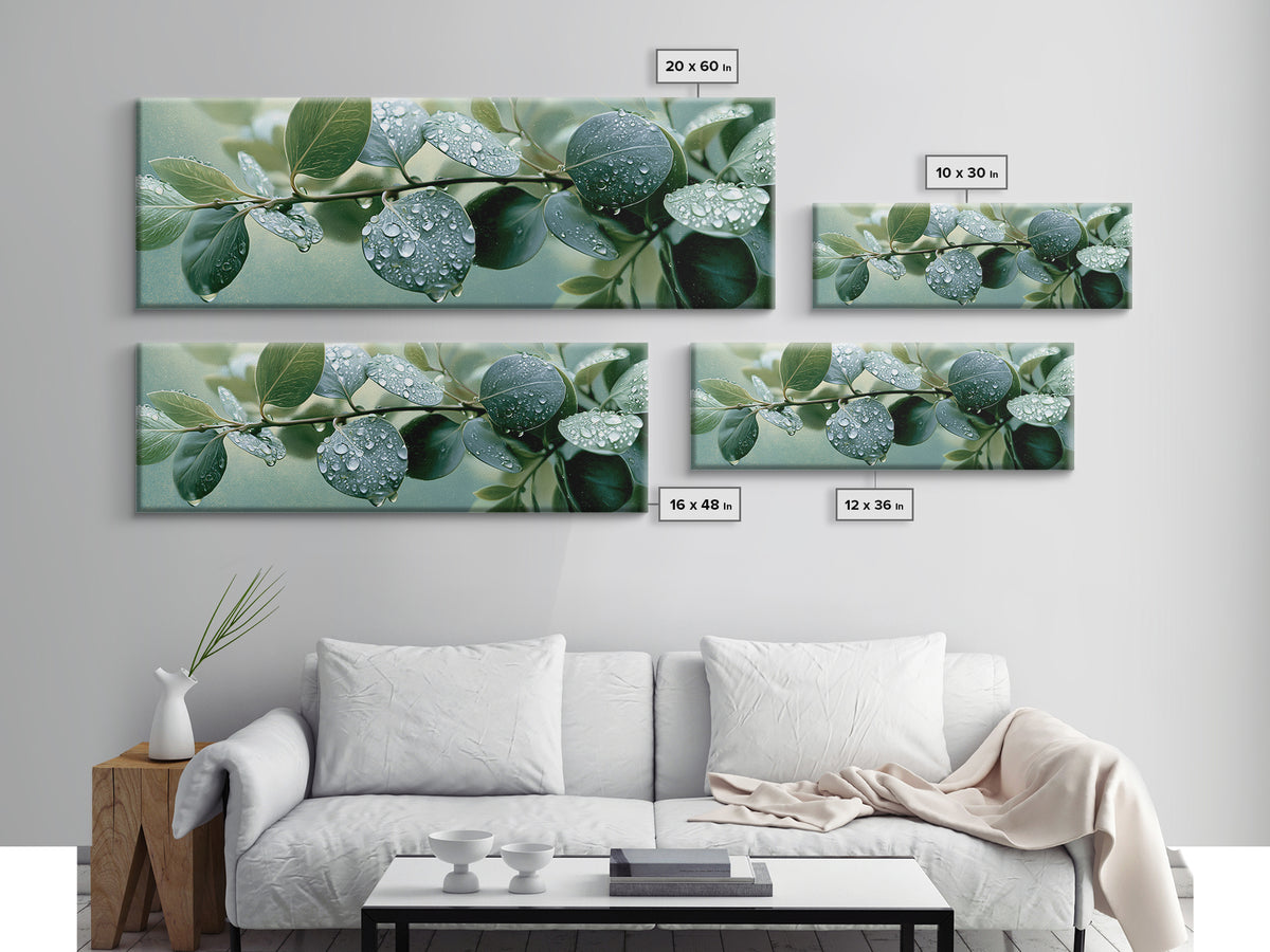 Rain on Leaves Canvas Print, Spa Art, Printable Wall Art, Spa Decor, Serenity, Feminine Wall Art, Fine Art Photography, SPA-3x1-80