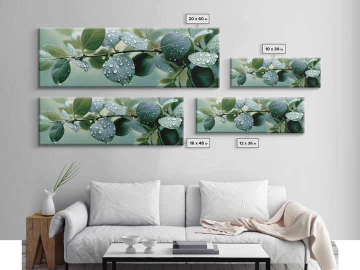 Rain on Leaves Canvas Print, Spa Art, Printable Wall Art, Spa Decor, Serenity, Feminine Wall Art, Fine Art Photography, SPA-3x1-80