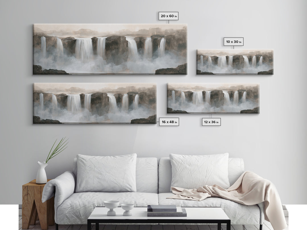 Serene Waterfall with Mist Framed Canvas Print, Spa Art, Fine Art Photography, Spa Decor, Fine Art, Serenity, Wildlife Wall Art, SPA-3x1-82