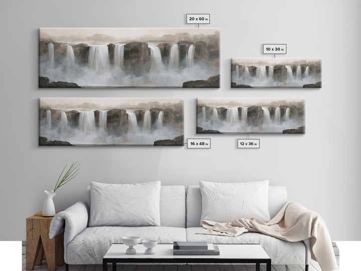 Serene Waterfall with Mist Framed Canvas Print, Spa Art, Fine Art Photography, Spa Decor, Fine Art, Serenity, Wildlife Wall Art, SPA-3x1-82