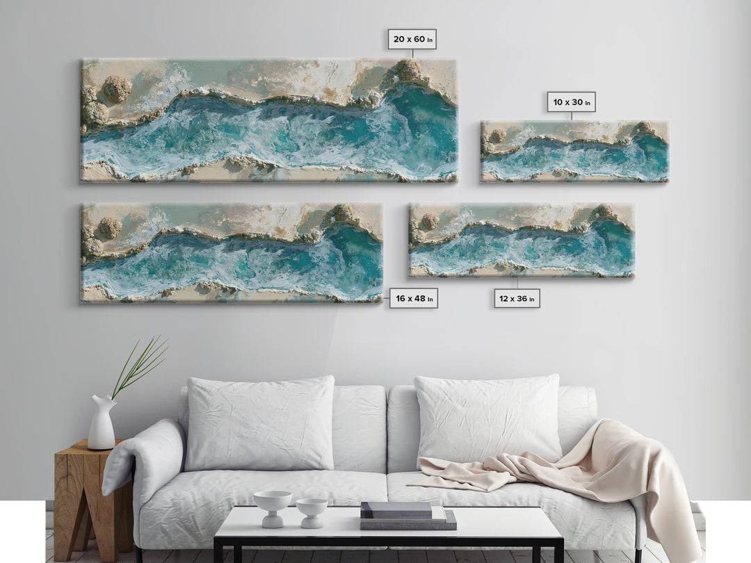 Blue Lagoon Water Seen from Above Framed Canvas Print, Spa Art, Printable Art, Spa Decor, Serenity, Fine Art Photography, SPA-3x1-84