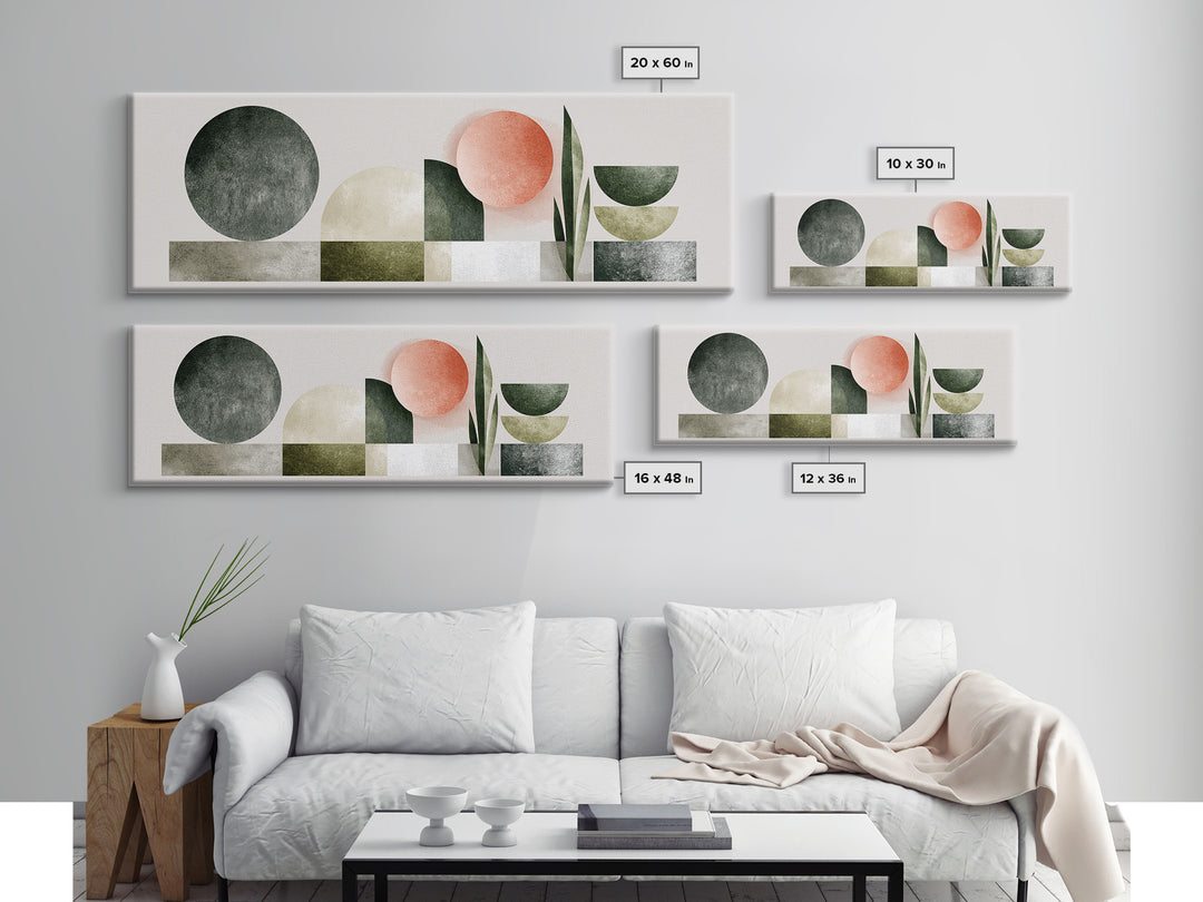 Sage and Ivory Geometric Calm Composition Canvas Print, Spa Art, Hair Salon Wall Art, Spa Decor, Abstract Art, Serenity, SPA-3x1-85