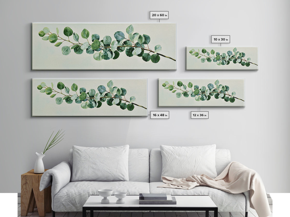 Eucalyptus Branch in Soft Green Watercolor Canvas Print, Spa Art, Wall Art Print, Spa Decor, Fine Art, Serenity, Animal Art, SPA-3x1-91