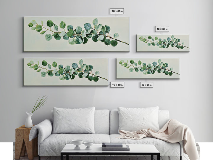 Eucalyptus Branch in Soft Green Watercolor Canvas Print, Spa Art, Wall Art Print, Spa Decor, Fine Art, Serenity, Animal Art, SPA-3x1-91