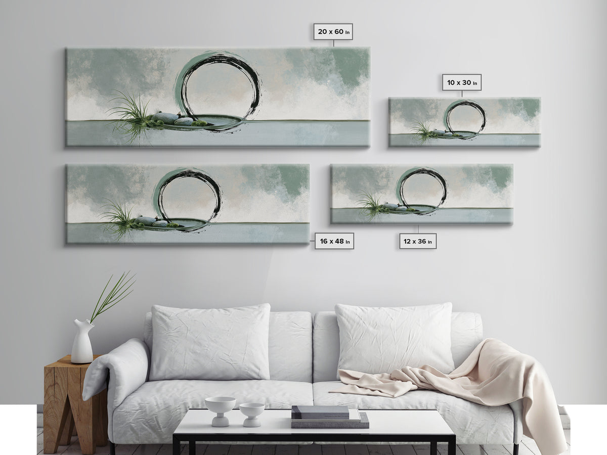 Minimal Zen Circle Brushstroke Canvas Print, Spa Art, Room Decor, Spa Decor, Fine Art, Serenity, Nature Prints, Travel Poster, SPA-3x1-96