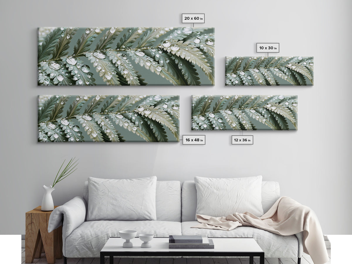 Fern Leaf Closeup Framed Canvas Print, Spa Art, Botanical Art, Spa Decor, Oil Painting, Serenity, Fashion Wall Art, SPA-3x1-99