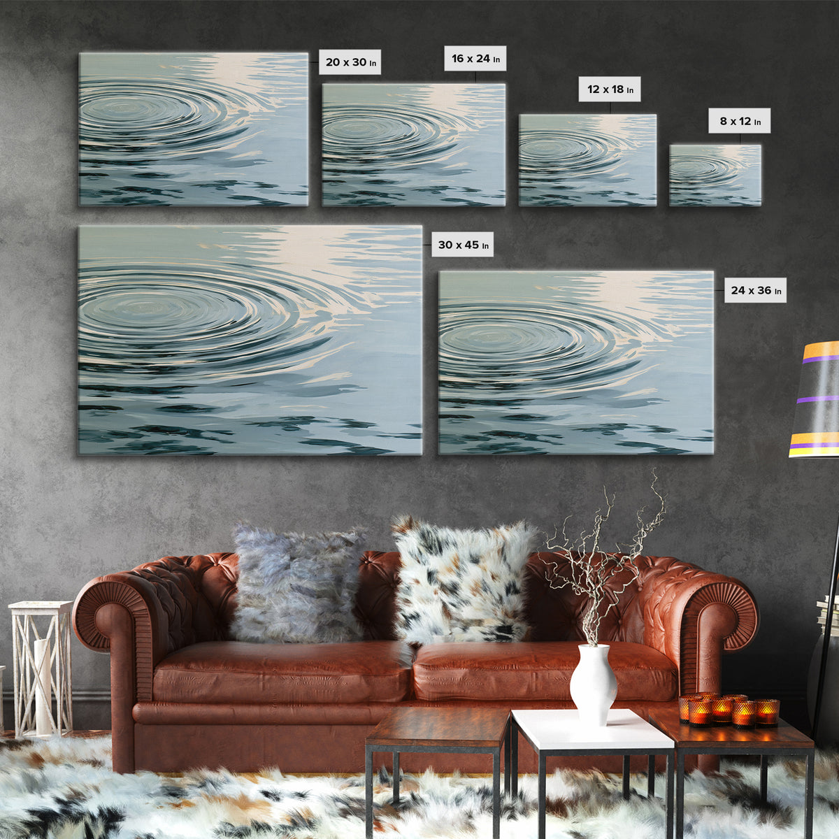 Abstract Water Ripples Framed Canvas Print, Spa Art, Fine Art Photography, Spa Decor, Fine Art, Serenity, Wildlife Wall Art, SPA-3x2-10