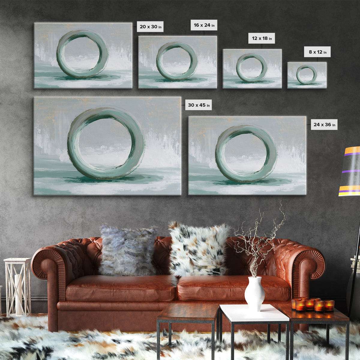 Minimal Zen Circle Brushstroke Canvas Print, Spa Art, Salon Decor, Spa Decor, Fine Art, Serenity, Statement Artwork, Boho Decor, SPA-3x2-12