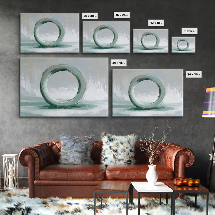 Minimal Zen Circle Brushstroke Canvas Print, Spa Art, Salon Decor, Spa Decor, Fine Art, Serenity, Statement Artwork, Boho Decor, SPA-3x2-12