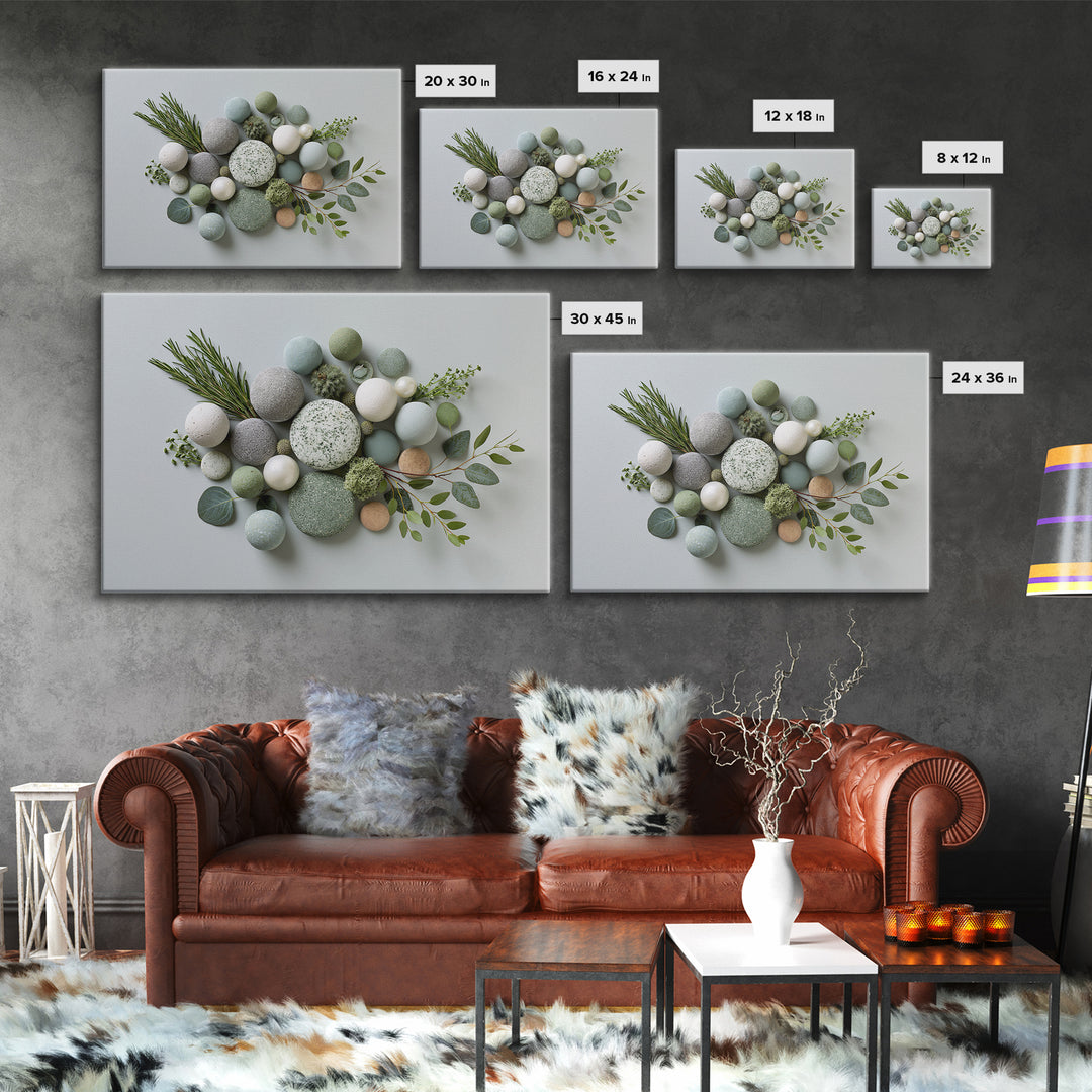 Botanical Herbal Arrangement Framed Canvas Print, Spa Art, Dog Wall Art, Spa Decor, Watercolor Art, Serenity, Dog Canvas, SPA-3x2-18