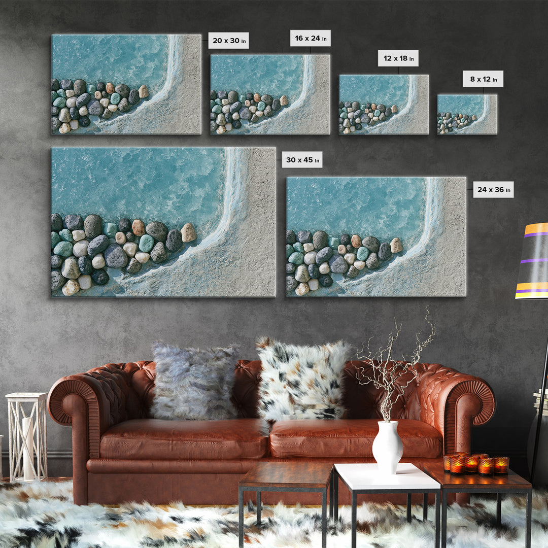 Blue Lagoon Water Seen from Above Framed Canvas Print, Spa Art, Teen Girl Room Decor, Spa Decor, Serenity, Luxury Decor, SPA-3x2-24