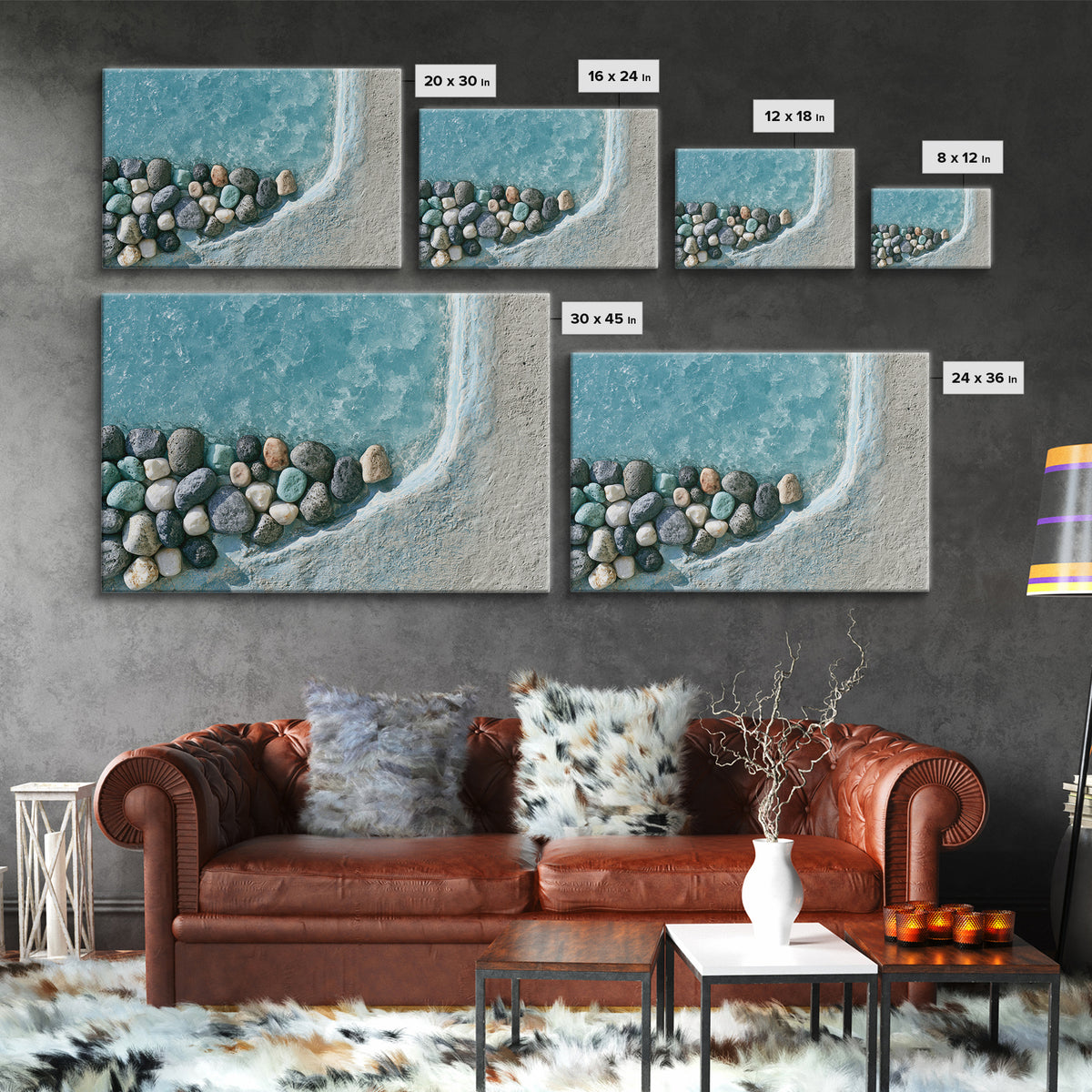 Blue Lagoon Water Seen from Above Framed Canvas Print, Spa Art, Teen Girl Room Decor, Spa Decor, Serenity, Luxury Decor, SPA-3x2-24