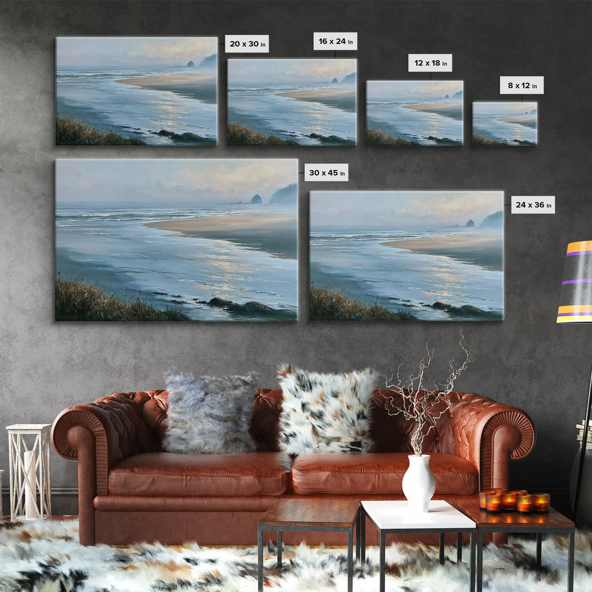 Coastal Horizon in Muted Spa Blues Canvas Print, Spa Art, Animal Art, Spa Decor, Serenity, Gallery Decor, Neutral Decor, SPA-3x2-38