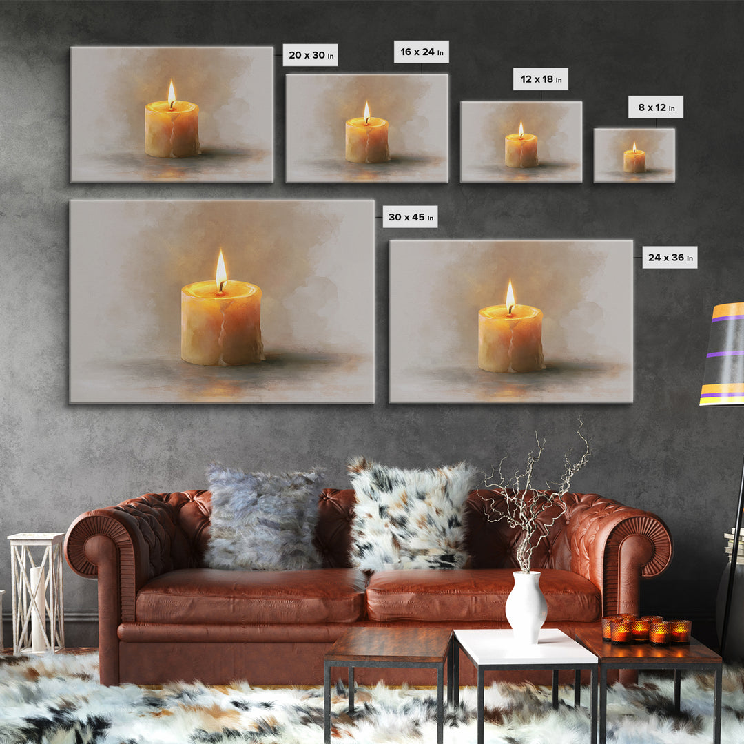 Warm Candle Flame Canvas Print, Spa Art, Hair Salon Wall Art, Spa Decor, Oil Painting, Serenity, Minimalist Decor, SPA-3x2-61