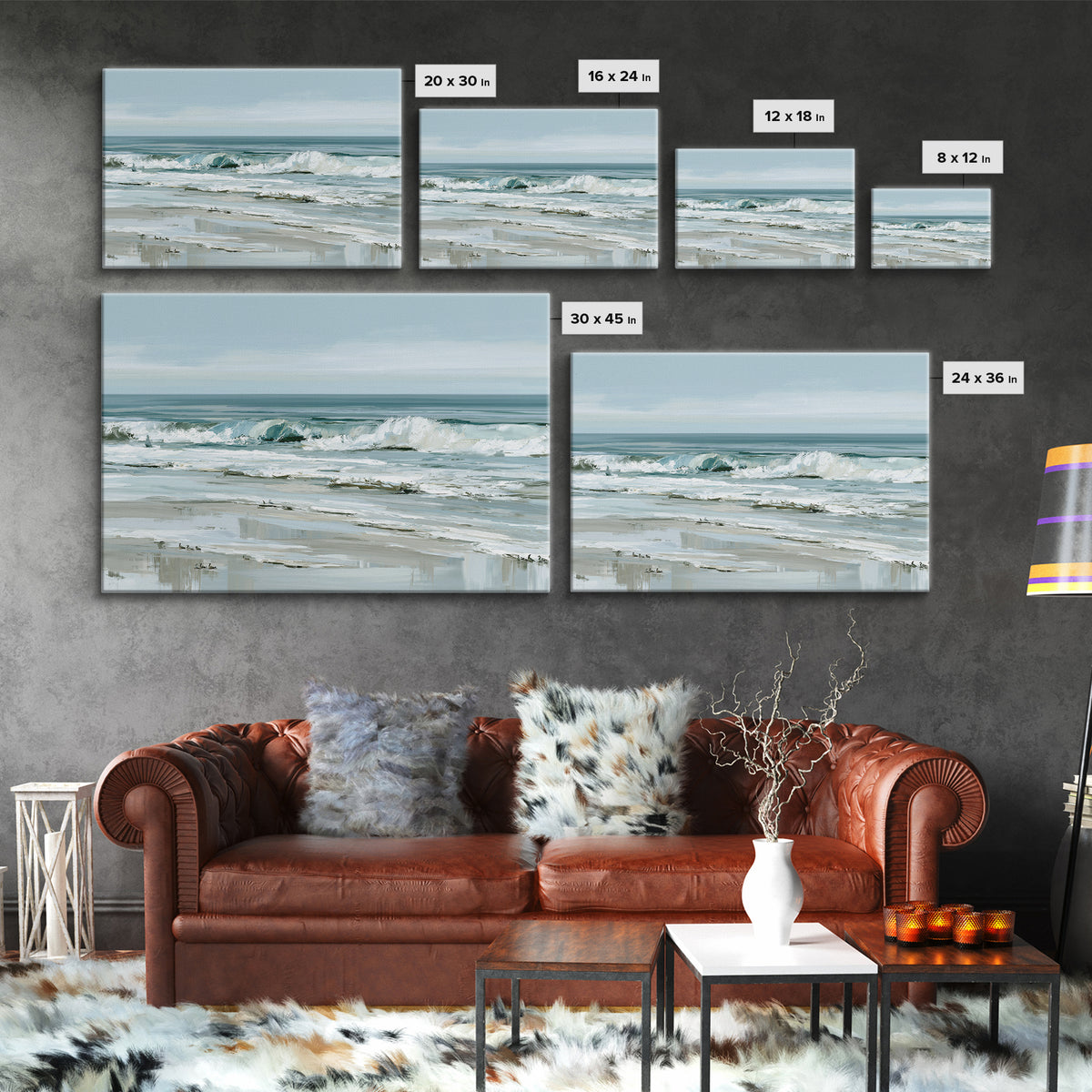 Coastal Horizon in Muted Spa Blues Canvas Print, Spa Art, Animal Art, Spa Decor, Serenity, Gallery Decor, Neutral Decor, SPA-3x2-62