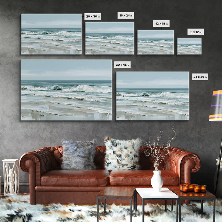 Coastal Horizon in Muted Spa Blues Canvas Print, Spa Art, Animal Art, Spa Decor, Serenity, Gallery Decor, Neutral Decor, SPA-3x2-62