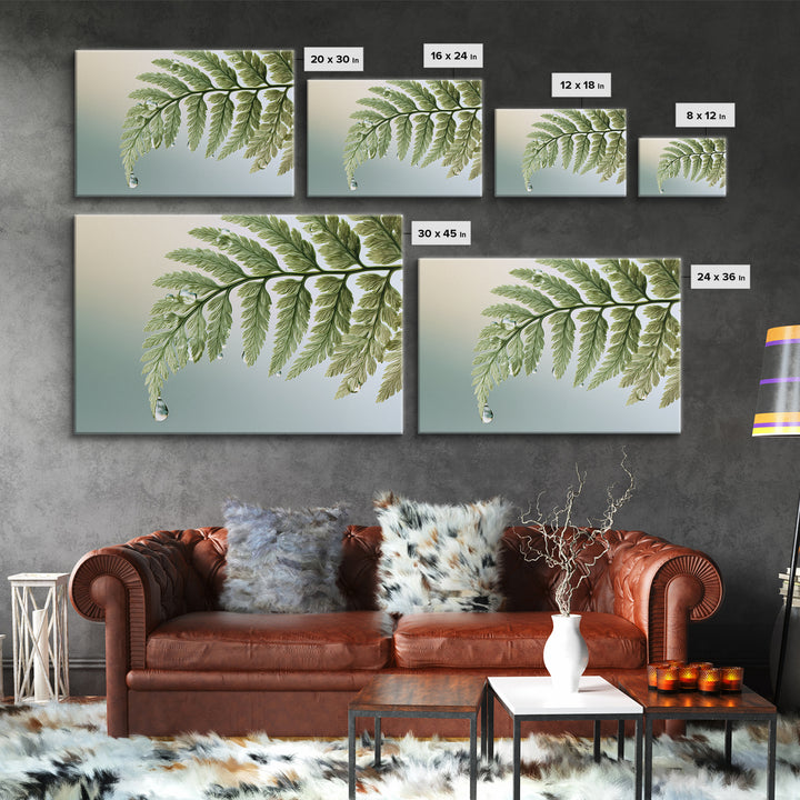 Fern Leaf Closeup Framed Canvas Print, Spa Art, Salon Decor, Spa Decor, Oil Painting, Serenity, Statement Artwork, Boho Decor, SPA-3x2-63