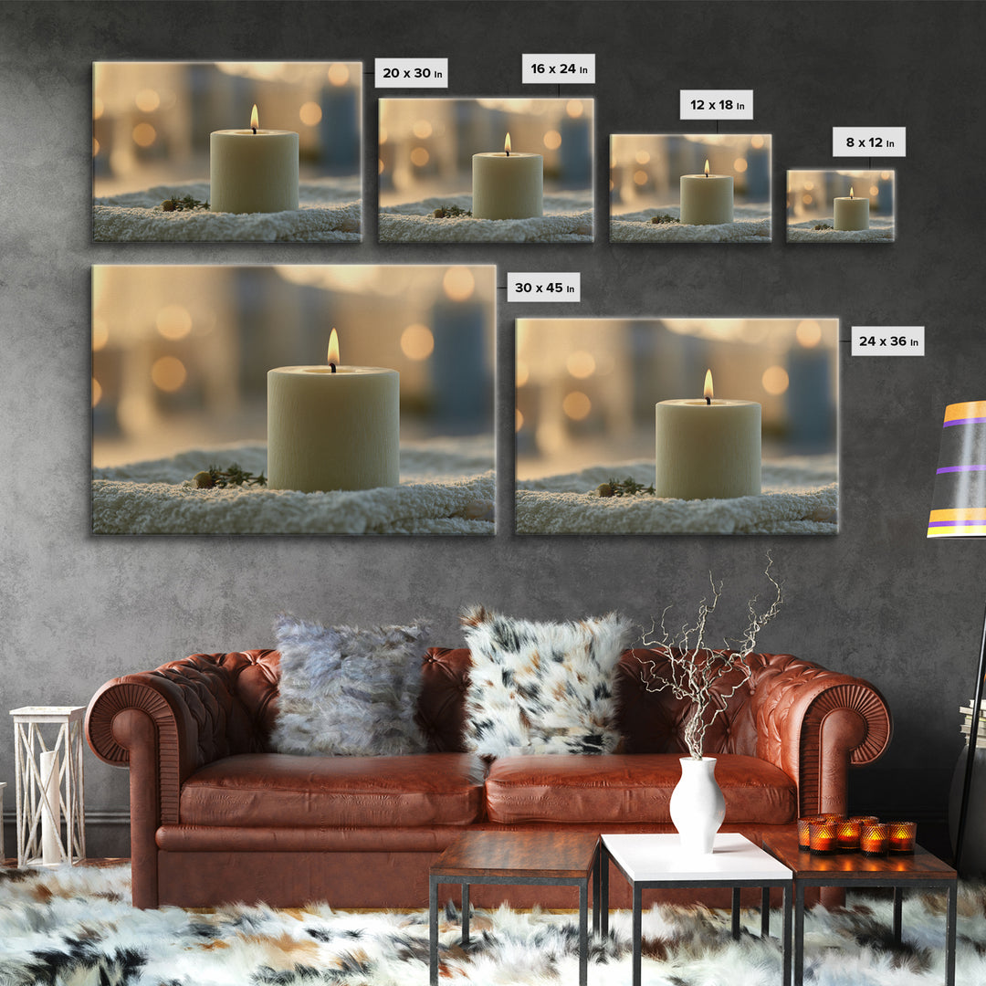 Warm Candle Flame Framed Canvas Print, Spa Art, Statement Artwork, Spa Decor, Fine Art, Serenity, Printable Wall Art, SPA-3x2-85