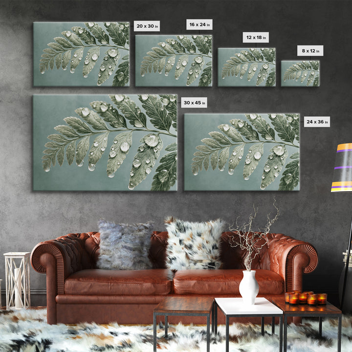 Fern Leaf Closeup Framed Canvas Print, Spa Art, Art, Spa Decor, Serenity, Abstract Print, Minimalist Art, Feminine Wall Art, SPA-3x2-87