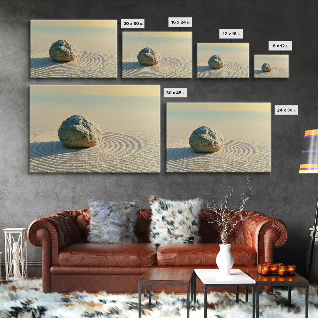 Sand Garden Lines Canvas Print, Spa Art, Wall Decor, Spa Decor, Oil Painting, Serenity, Minimalist Art, Feminine Wall Art, SPA-3x2-88