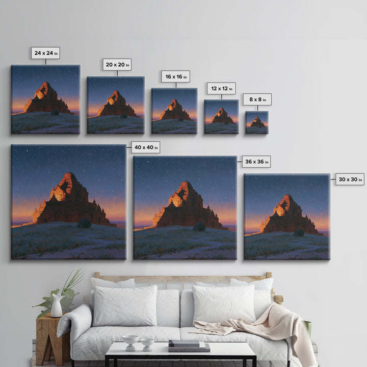 Ancient Temple Silhouette Canvas Print, Spiritual Art, Abstract Wall Art, Living Room Decor, Watercolor Art, Spirit, SPI-1x1-19