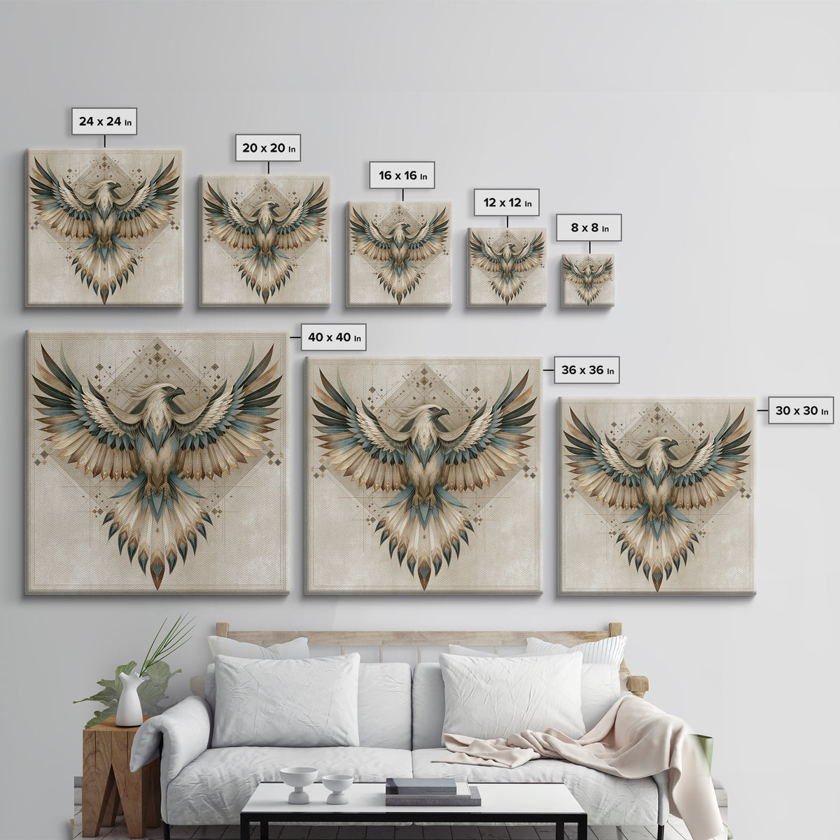 Phoenix Rising as Renewal Symbol Canvas Print, Spiritual Art, Statement Artwork, Living Room Decor, Fine Art, Spirit, SPI-1x1-59