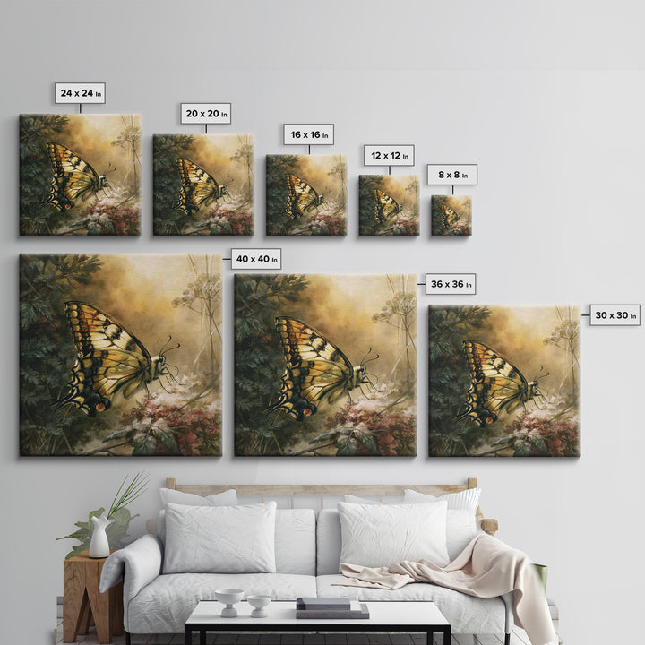 Butterfly Transformation Scene Framed Canvas Print, Spiritual Art, Boho Decor, Living Room Decor, Fine Art, Spirit, Art Prints, SPI-1x1-63