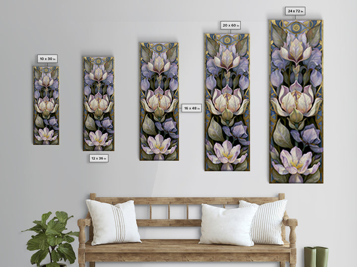 Third Eye Symbol Surrounded by Flowers Canvas Print, Spiritual Art, Wall Art, Living Room Decor, Oil Painting, Spirit, SPI-1x3-18