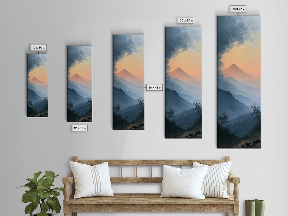 Mountain Sunrise as Awakening Symbol Canvas Print, Spiritual Art, Gallery Decor, Living Room Decor, Oil Painting, Spirit, SPI-1x3-33