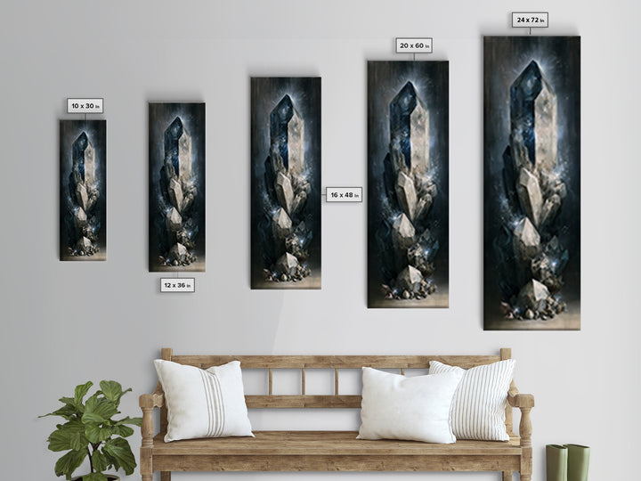 Crystal Cluster with Moonlight Reflections Canvas Print, Spiritual Art, Room Decor, Living Room Decor, Fine Art, Spirit, SPI-1x3-49