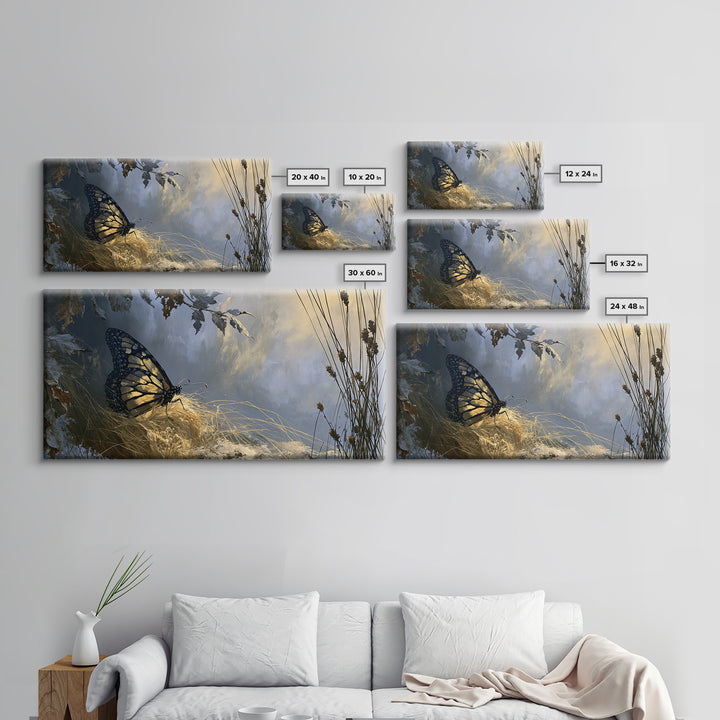 Butterfly Transformation Scene Framed Canvas Print, Spiritual Art, Trendy Wall Art, Living Room Decor, Fine Art, Spirit, SPI-2x1-11