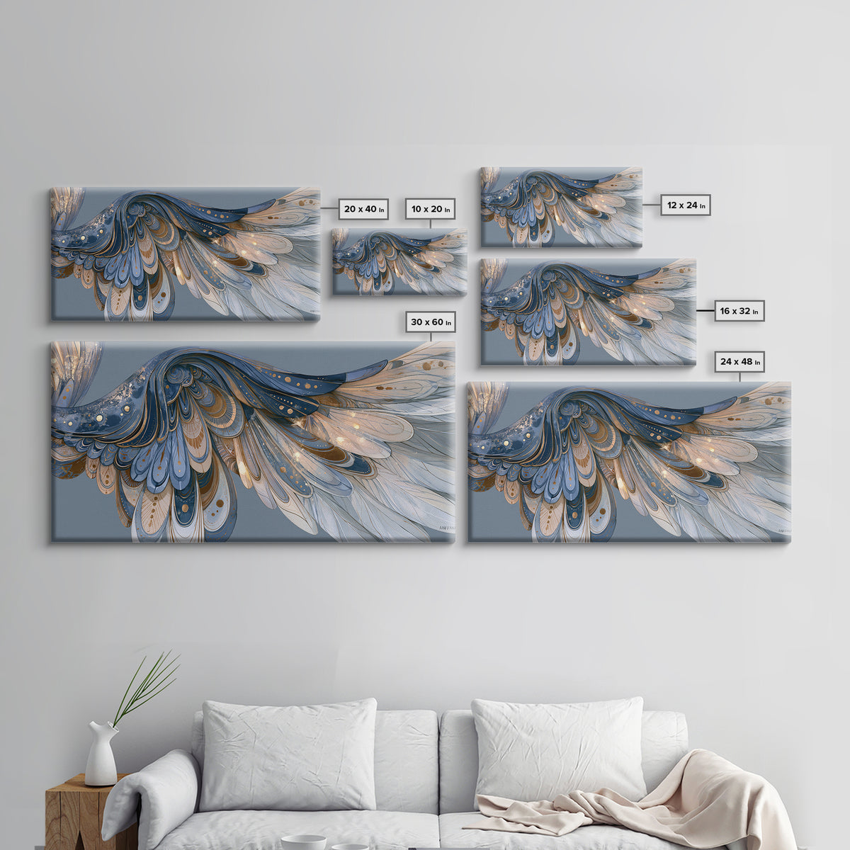 Angel Wings Emerging from Warm Light Canvas Print, Spiritual Art, Boho Wall Art, Living Room Decor, Oil Painting, Spirit, SPI-2x1-21